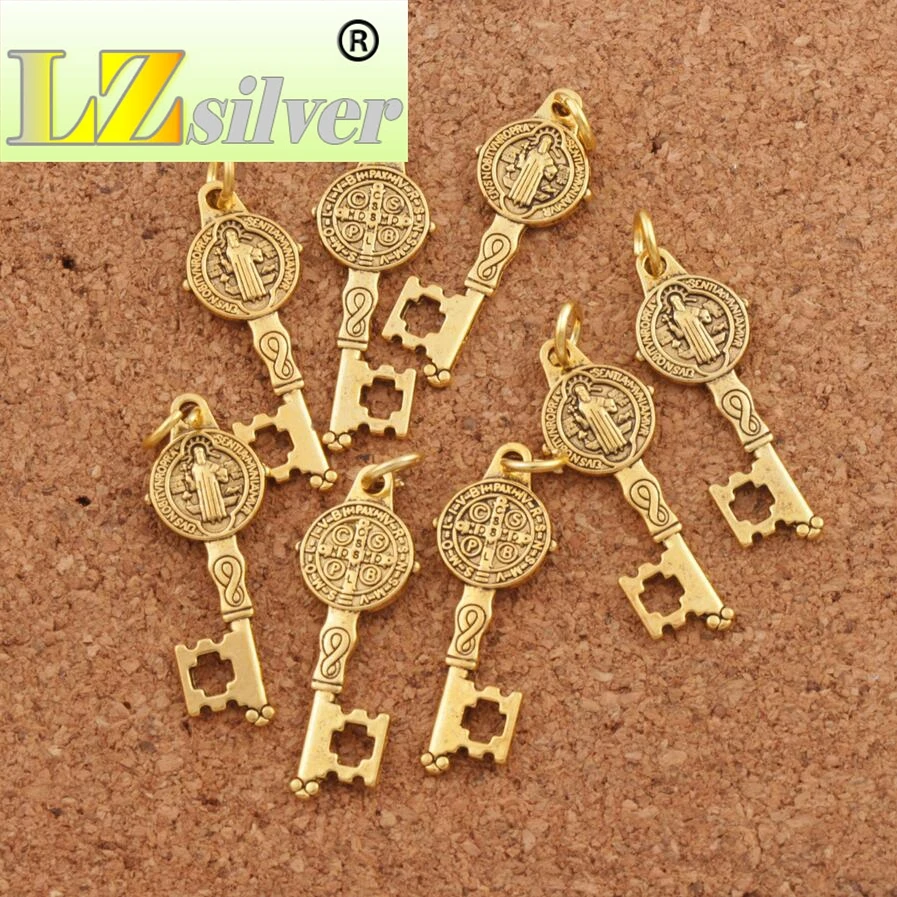 Cristo Redentor St Saint Benedict Medal Cross Key Charms Pendants 150pcs Zinc Alloy  Bronze Jewelry DIY T1640 12.5x32.7mm