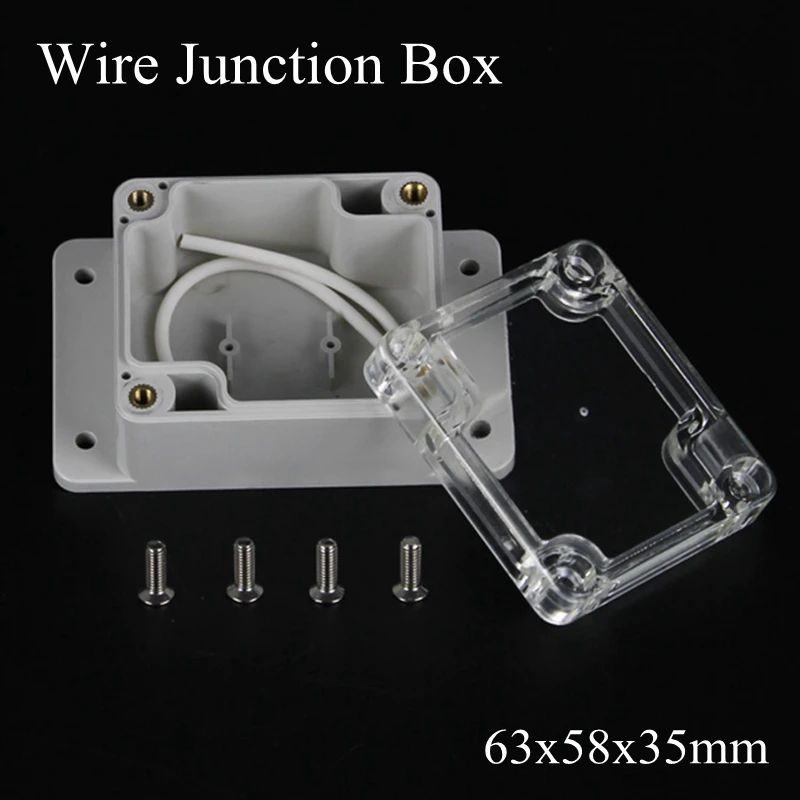 

63x58x35mm ABS IP65 Waterproof Plastic Wire Junction Box With Mounted Distribution Clear Enclosure Transparent Project Case