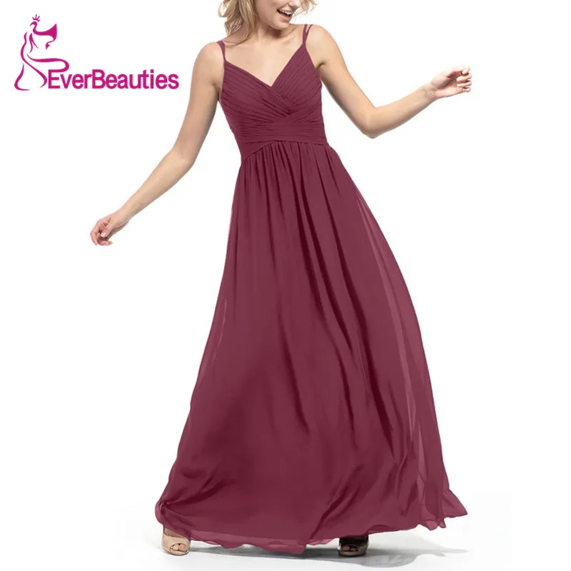 

Bridesmaid Dresses Chiffon Vestidos De Boda Invitada Elegant 2020 Party Dress Graceful Spaghetti Strap Robe Demoiselle D'honneur