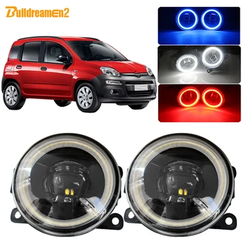 

Buildreamen2 Car Styling 4000LM LED Fog Light Lens Angel Eye DRL Daytime Running Light 12V High Bright For Fiat Panda 2012 2013