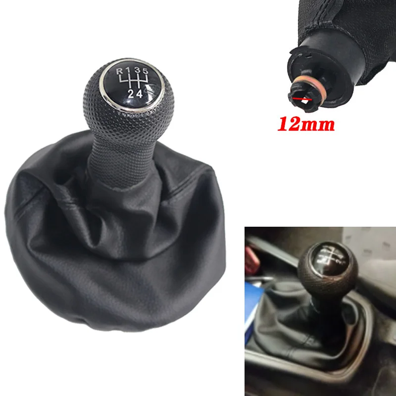 

12MM 5 speed Leather Car Shift Gear Knob Lever Gaitor Boot Cover For Seat Leon 2000 2001 Toledo 1999 2000 2001 Auto Accessories