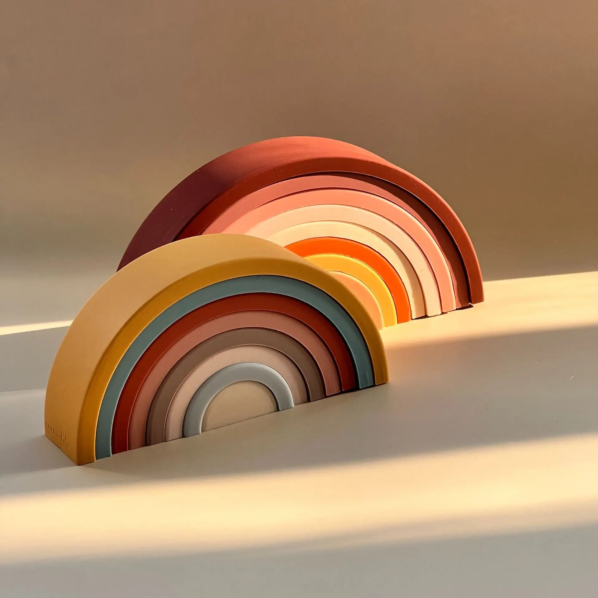 Nesting Puzzle Rainbow Silicone Stacking Toy Free Sample Baby Stacker