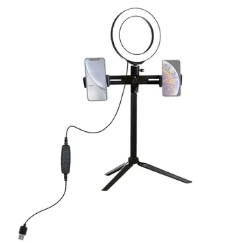 

LED Selfie Ring Light 16CM With Tripod Stand Cell Phone Holder USB 3 Modes LED Light Studio Photography Photo Ring Fill Light