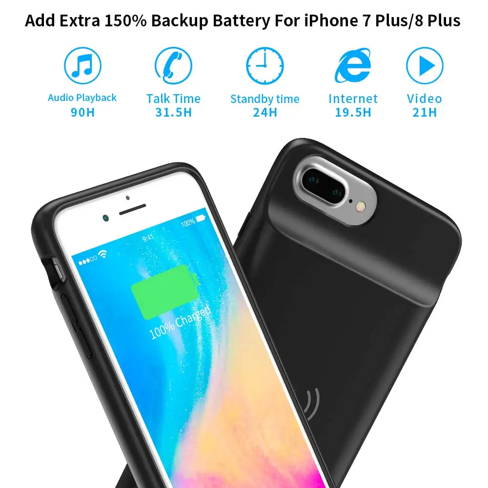 NEWDERY зарядное устройство чехол для iPhone 6 plus 7 Plus 8 5000 мАч 5 дюймов черный
