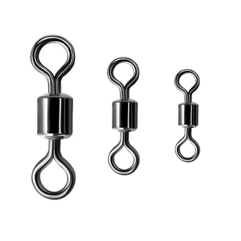 

50PCS Fishing Barrel Bearing Rolling Swivel Solid Ring LB Lures 1#-12# Stainless steel + copper Connector Fishing accessories