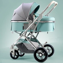 Luxury Lightweight Stroller High Landscape Baby Stroller 3 in 1 Portable Reversible Stroller 3 in 1 Travel Pram Baby Pushchair
