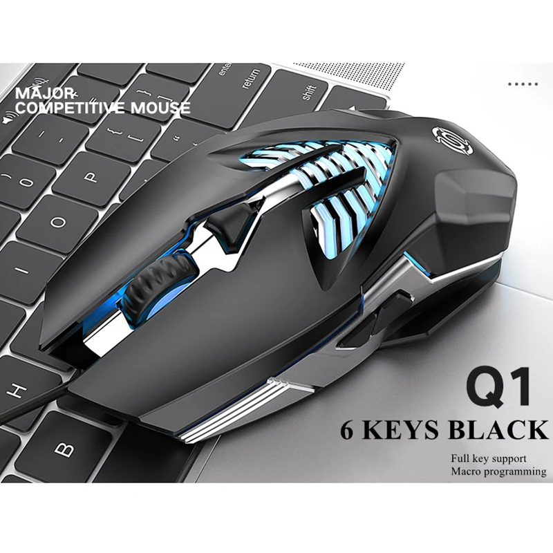 

3200 DOI Professional Competitive Game Mouse 6d Electroplating Metal Water-Cooled Light Effect Macro Programming USB Wired Mouse