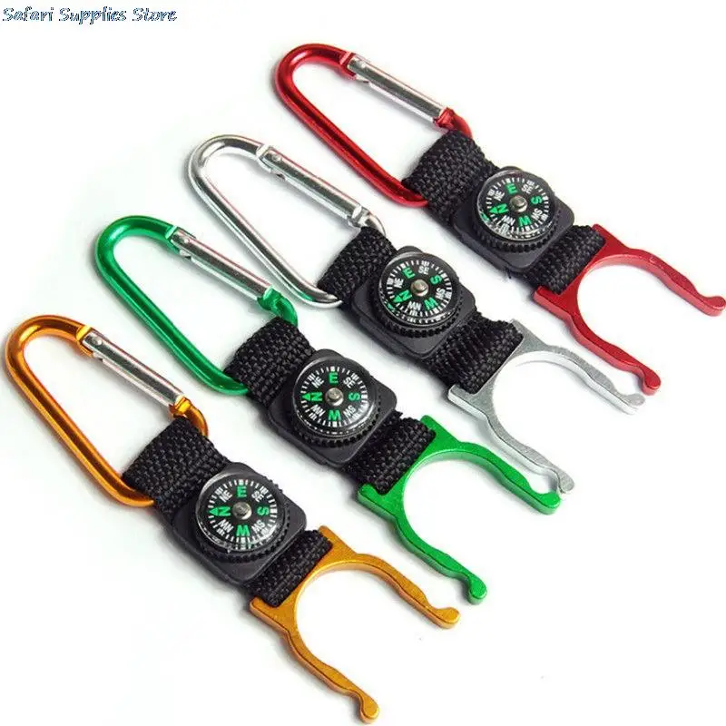 Hiking Camping Plastic Compass Keychain Buckle Multifunctional Tools Carabiner 
