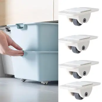 

Four-Pack Storage Box Pulley, Storage Box Accessories Storage Box Roller Trash Bin Pulley Can Stick Wheels