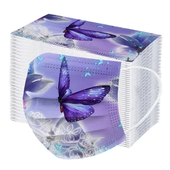 

100PC Adult Butterfly Mask Printing mascarillas Disposable Dust-proof Mouth Cover 3layer Protective Breathable Face Masks Masque