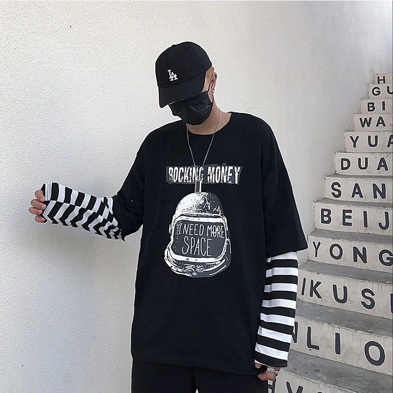 2019 New Arrival Korean version streetwear Vintage Letter printing Long sleeve t shirt Patchwork Gingham Long sleeve Vogue Fall 2019 New Arrival Korean version streetwear Vintage Letter printing Long sleeve t shirt Patchwork Gingham Long sleeve Vogue Fall