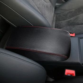 

Carbon texture Microfiber Leather Car Center Control Armrest Box Cover Trim For Audi A3 2017 2018