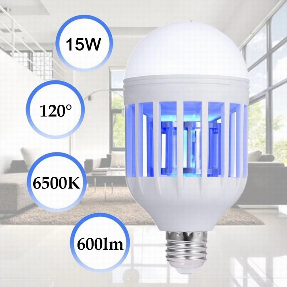 По стандартам ЕС/США 2in1 комаров убийца светодиодные лампы 175-220V E27 инсектицидная Лампа 15/9 Вт электрическая ловушка светильник против москитов