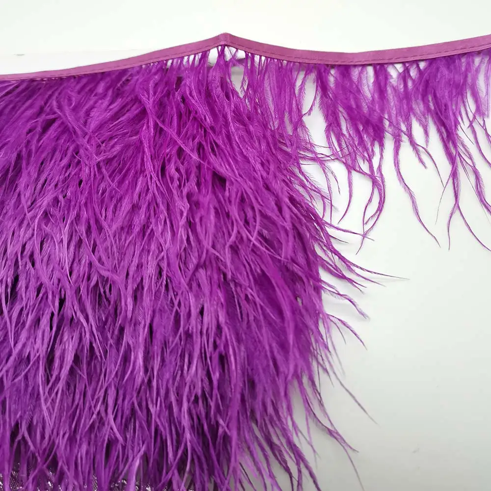 Ostrich Feathers 10Yards Natural Ostrich Feather Ribbon Length 8-10cm Feather Trim Fringe DIY Costumes Sewing Clothing Accessories