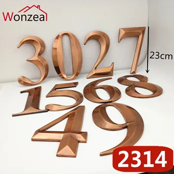 

23cm Big Size Plastic Door Plate Modern Door Address Plaque Door Number House Hotel Digits Sticker Plate Sign Golden Color
