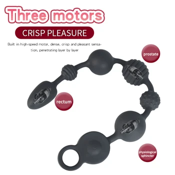 Long Anal Beads Plug Vibrator Silicone Vibrating Butt Plug Sex Toys For Men Women Gay Vaginal Anal Balls Prostate Massage Toys 4