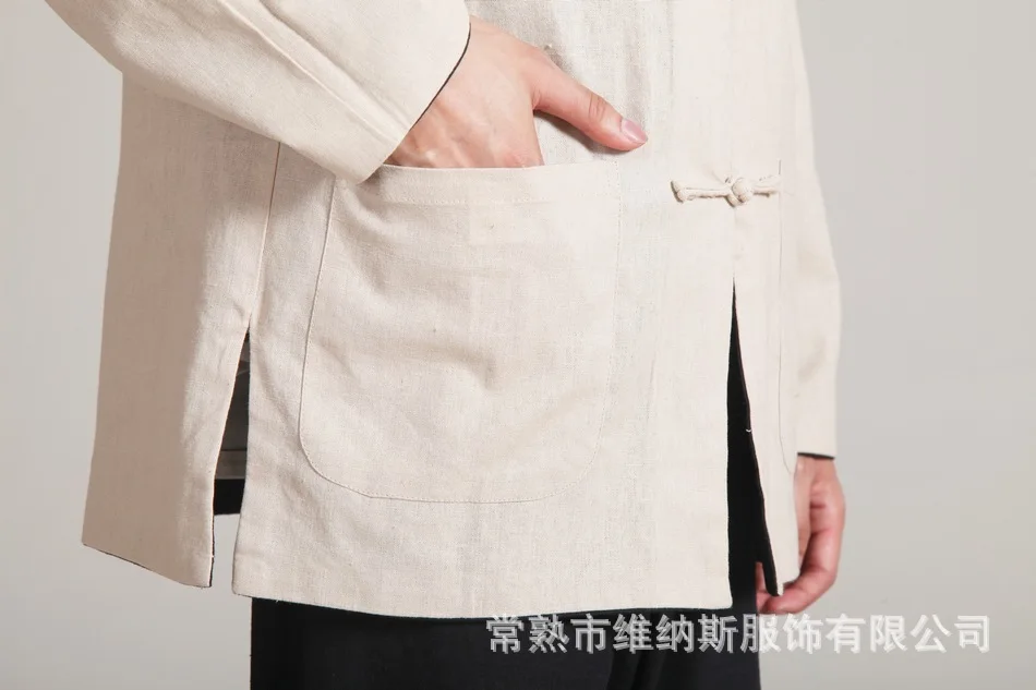 Chinese Costume Men's Long Sleeve Cotton Linen Double-Sided 2973-1 Ethnic-Style Flax Chinese-style Chinese Style Improved MEN'S