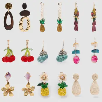 

Girlgo 2020 ZA Earrings for Women Summer Vintage Fruit Shell Drop Dangle Earrings Wedding Jewelry Party Holiday Gifts Wholesale