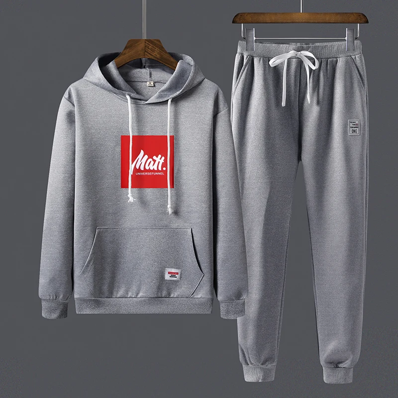 

Spring Autumn Men Sports Suit Mens Sweatshirt 2 Pieces Set Tracksuit Jogger Letter Print Hooded Hoodies + Sweat Pants Track Suit