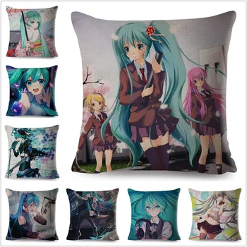 

Cute Cartoon Hatsune Miku Music Girl Cushion Cover for Sofa Home Car 45x45cm Decor VOCALOID Pillow Case Linen Pillowcase