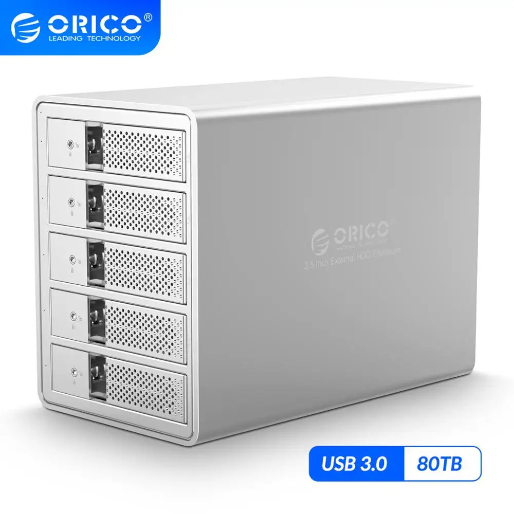Док станция для HDD ORICO 95 Series 3 5 дюйма разъемов USB 0 поддержка 80 ТБ алюминиевый корпус