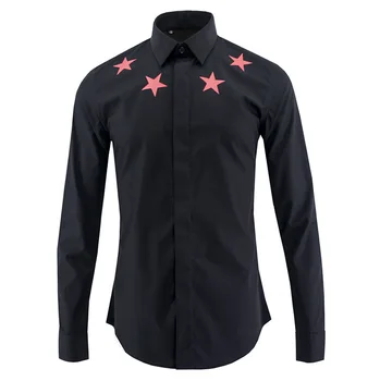 

Red Five Stars Long Sleeve Shirt Brand Men's Wear Shirt Men's Shirt Slim Fit Shirt Male