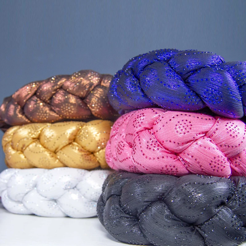 BUSHRA African Turban Cap Braided Aso Oke Gele Head Wrap Already Made Auto Headtie Nigerian Female Ready To Wear Hair Bonnet