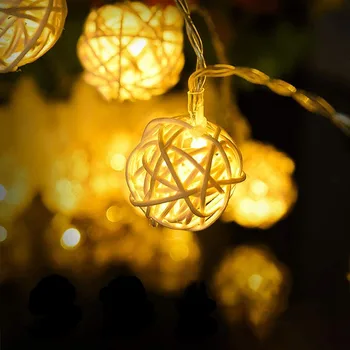 

6M 40LED Globe Rattan Balls Christmas Decoration Light Indoor Fairy String Lights for Bedroom Patio Party Plug and Battery Opera