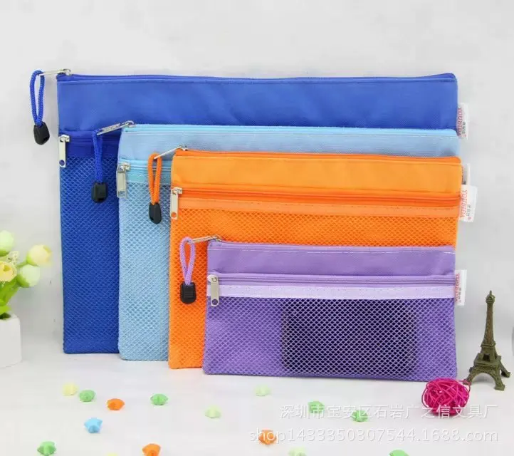 

Manufacturers Direct Selling Double Layer with Net Canvas Zippered File Bag 6 Specification Stationery Gift Wholesale Customizab