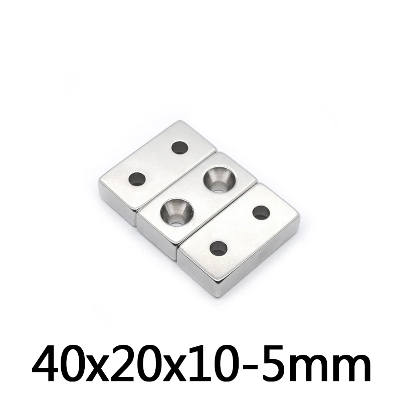 1 ~ 30 шт. 40x20x10-5 мм мощный блок магнитов полоса с двойными отверстиями 5 постоянный
