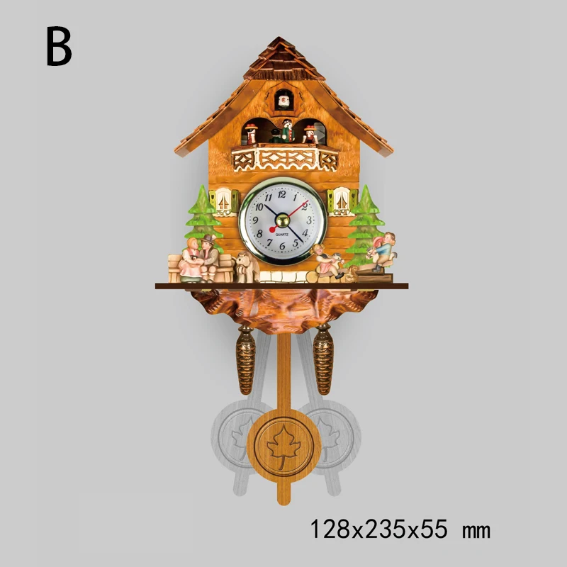New 3D Handcrafted Wall Clock Wooden Cuckoo Wall Clock Quartz Clock Fashion Christmas Gift Home Art Decor 