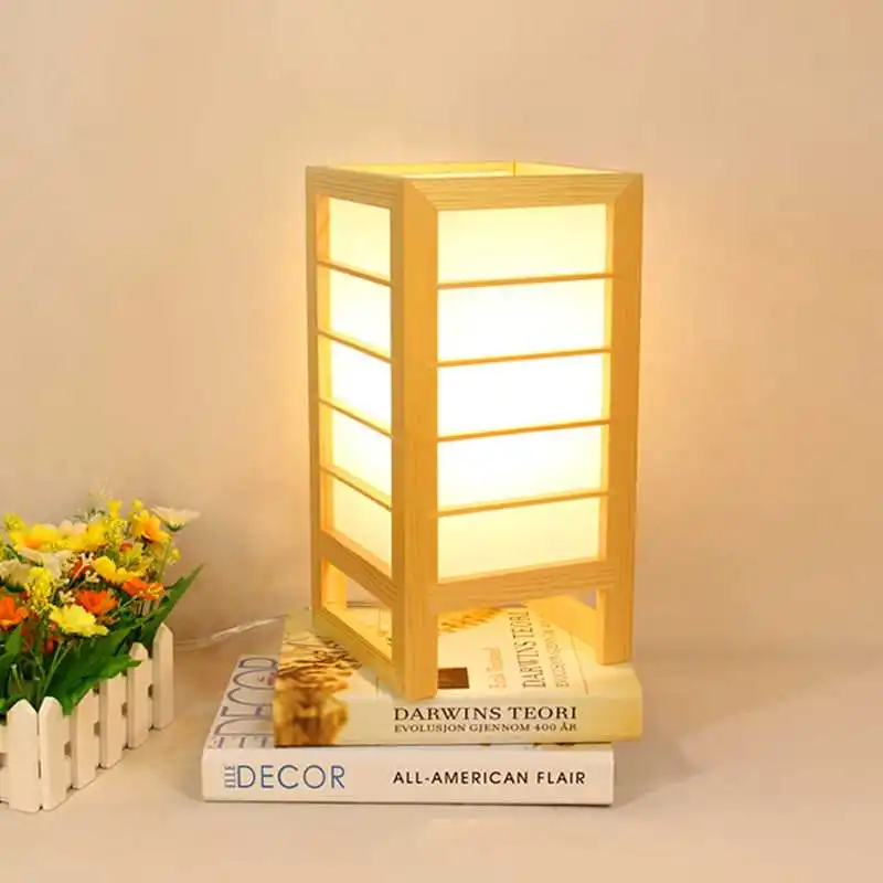 

Simple Japanese-style Table Lamp Wood Art Desk Light Study Living Room Bedroom Home Decoration Lighting for Friends Gift