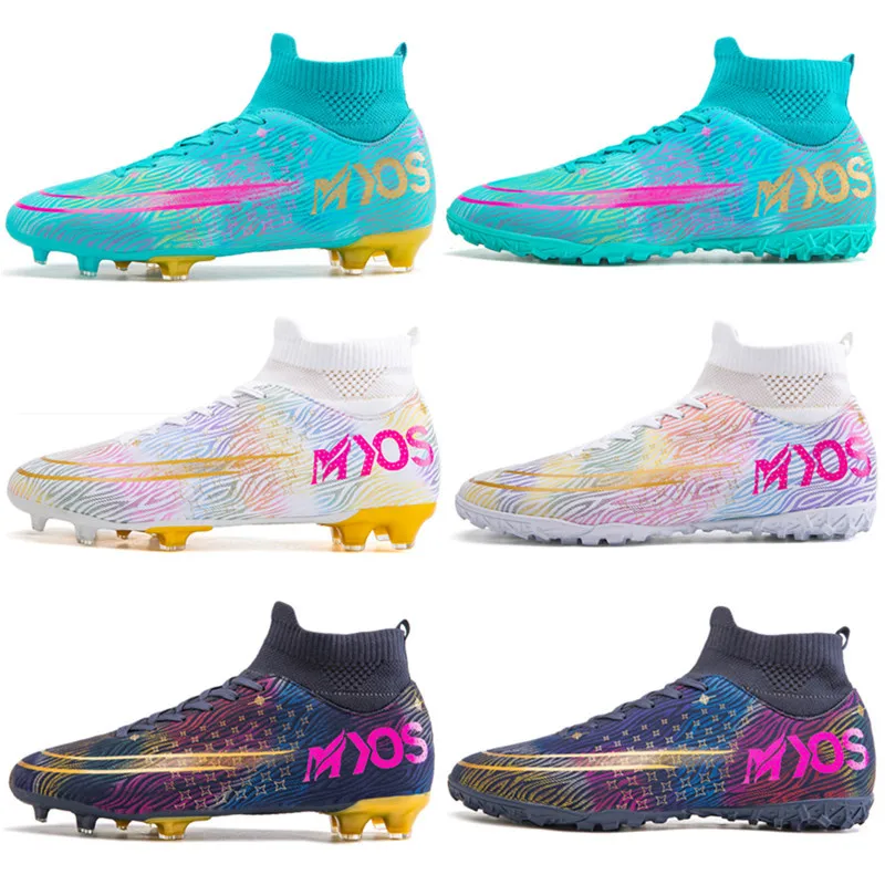 

New High Ankle Soccer Shoes Men Breathable Outdoor Running Race Turf Soccer Cleats Kids FG TF Women Football Shoes