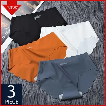 

VDOGRIR 3Pcs/lot Sexy Women's Panties Set Seamless Underwear Silk Underpants Low Waist Female Fashion Solid Briefs Lady Lingerie