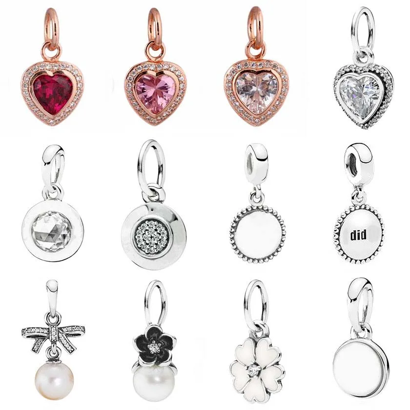 

Sparkling Love Delicate Sentiments Bow Flower Necklace Pendant Charm Fit Pandora Bracelet 925 Sterling Silver Bead Jewelry