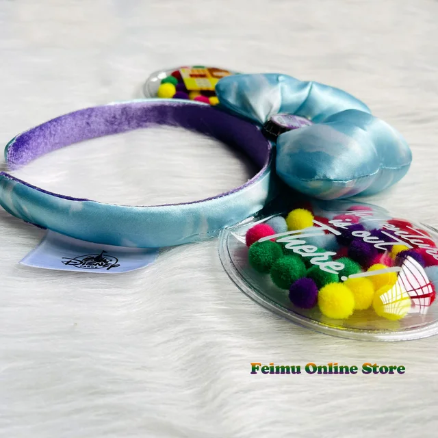 New Disney UP Air Cushion Headband Mickey Ears Disneyland Cartoon Blue Sky “GRAPE SODA” Badge Plush Headwear Decoration Gift 4