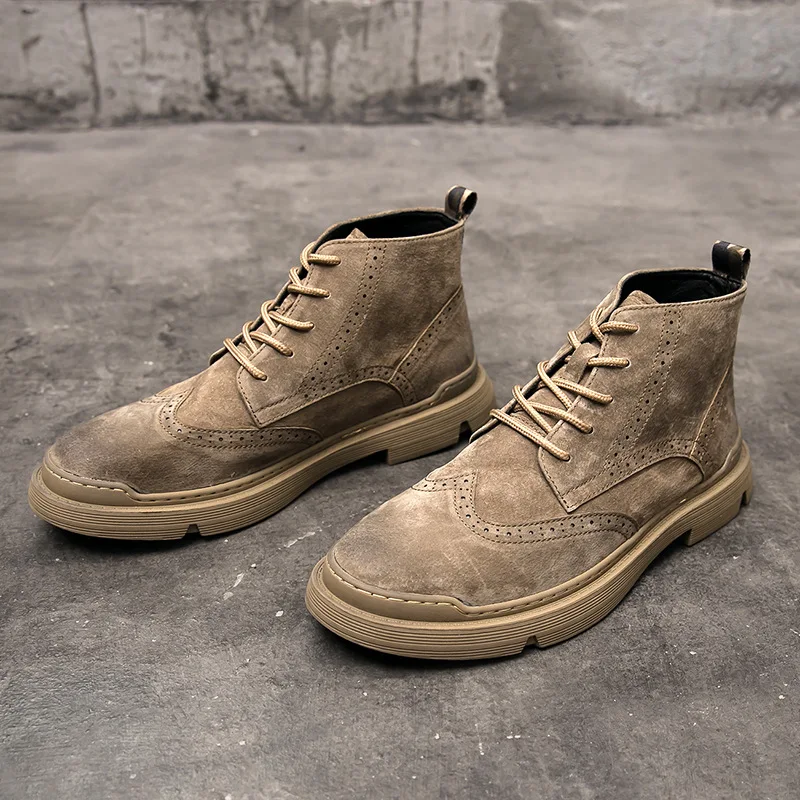 

Buffny Autumn And Winter New Style Fashion MEN'S SHOES Genuine Leather Trend Lace-up Martin Boots Bullock Hot Selling Trendy Sho