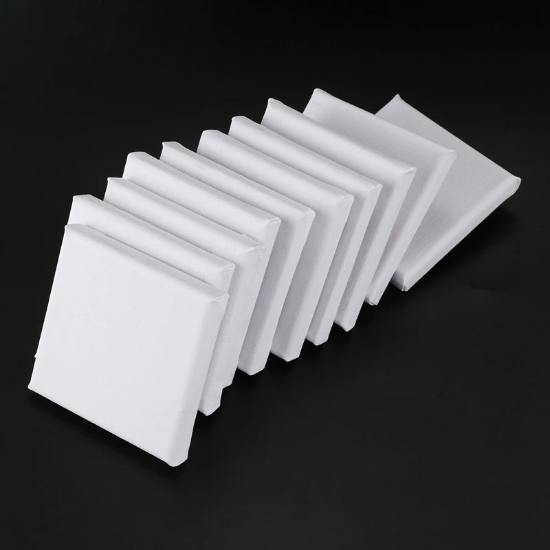 New 10Pcs/Set White Blank Art Boards Mini Stretched Artist Canvas Art Board  Acrylic Oil Paint