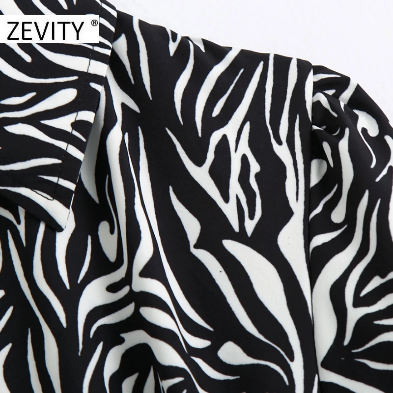 ZEVITY women vintage animal texture print casual slim shirt dress female long sleeve sashes a line vestido chic dresses DS4438