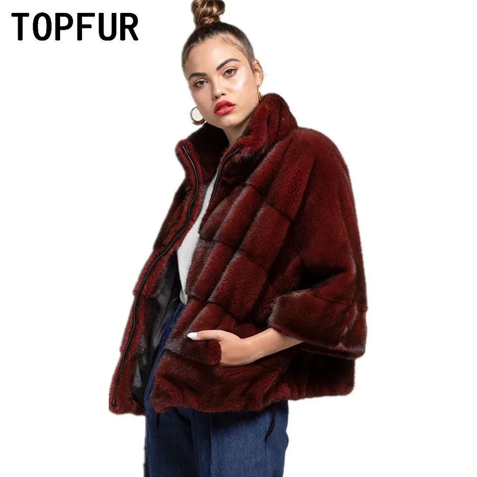 burgundy fur jacket
