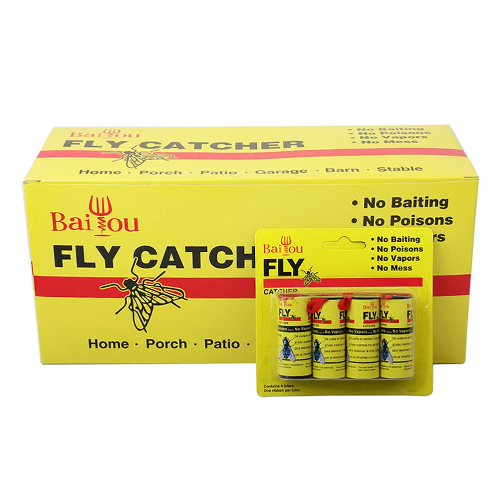

4* Mosquitos Killer Fly Catcher Strip Pest Control Insect Catcher Adhesive Fly Sticky Paper Strip Non Toxic