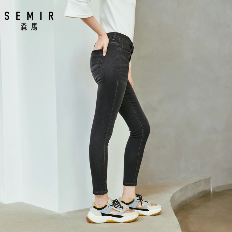 Semir джинсы женские тонкие ноги девять брюки Гонконг вкус ретро шик тренд девушка карандаш брюки стрейч был тонкий