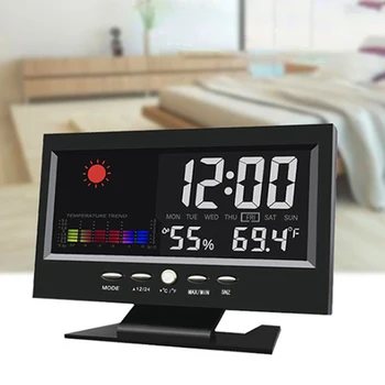 

New Large Color Digital Screen LCD Alarm Table Clock Weather Forecast Snooze Temperature Humidity Backlight Alarm Clock