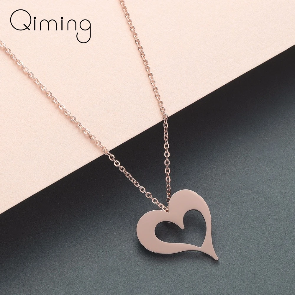 Engagement Love Heart Necklace Women Wedding Jewelry Boho Simple Rose Gold Stainless Steel Party Gifts | Украшения и аксессуары
