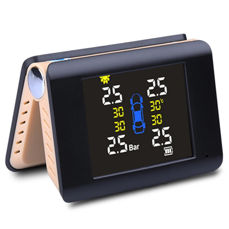 

Tpms Car Tire Pressure Monitoring Intelligent System Solar Power Wireless Led Display With 4 External Sensor