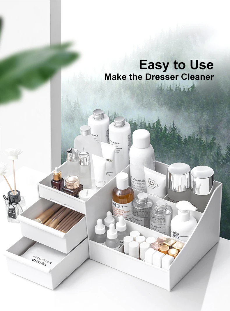 Large Capacity Cosmetic Storage Box Makeup Desktop Jewelry Nail Polish Lipstick Rangement Container Desktop Drawer Organizer