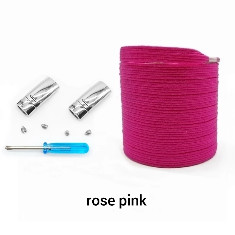 rose pink Новинка, 1 пара, магнитные шнурки, эластичные шнурки для обуви, для детей и взрослых, плоские кроссовки, шнурки, металлические шнурки с быстрым замком, шнурки Z077 - Цвет: rose pink