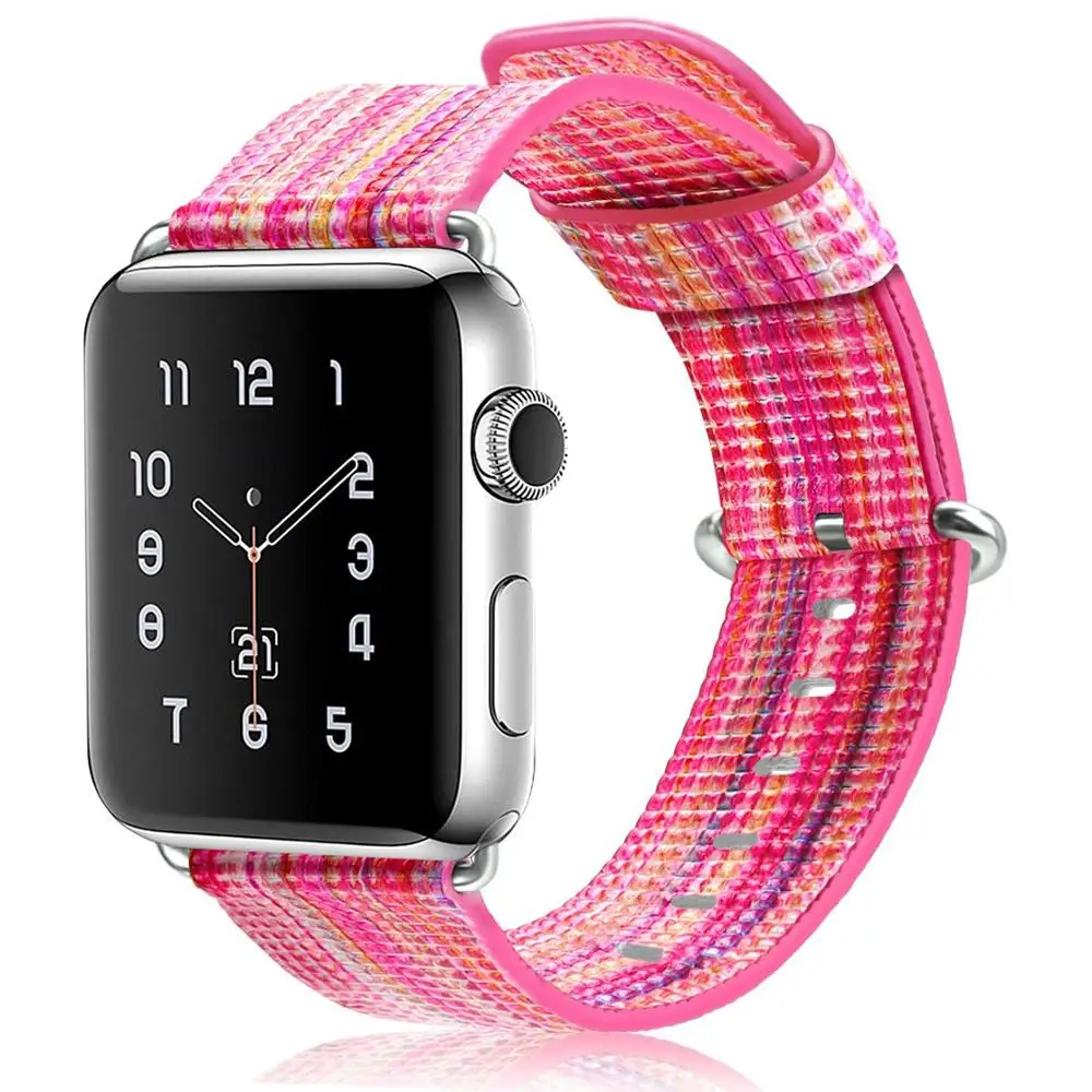 Розовый Обувь из натуральной кожи для apple watch ремешок петли, 42 мм, 38 мм, ремешок для наручных часов iwatch, Версия 44 мм 40 мм 5/4/3/2/1 браслет аксессуары - Цвет ремешка: Розовый