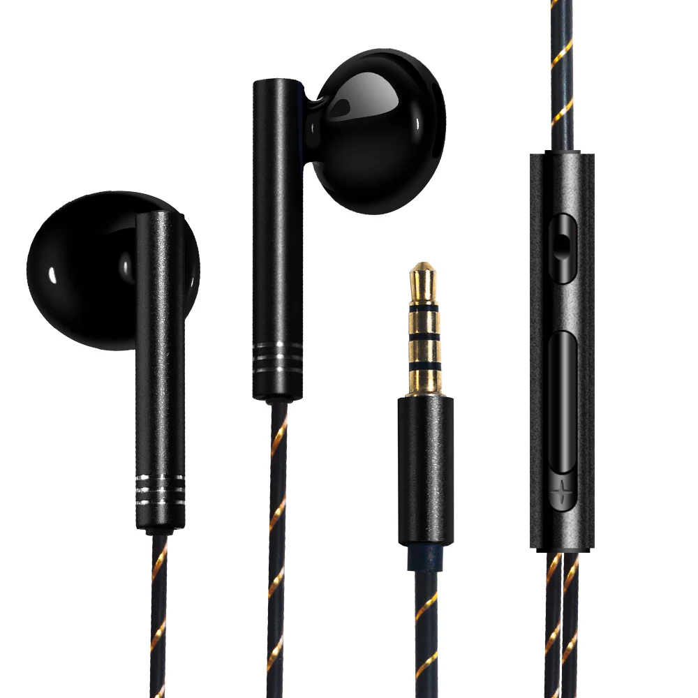 Black KISSCASE регулятор громкости наушники для Xiaomi huawei Android мобильный телефон провод наушники микрофон музыка наушники стерео наушники наушники headphones earphone - Цвет: Black