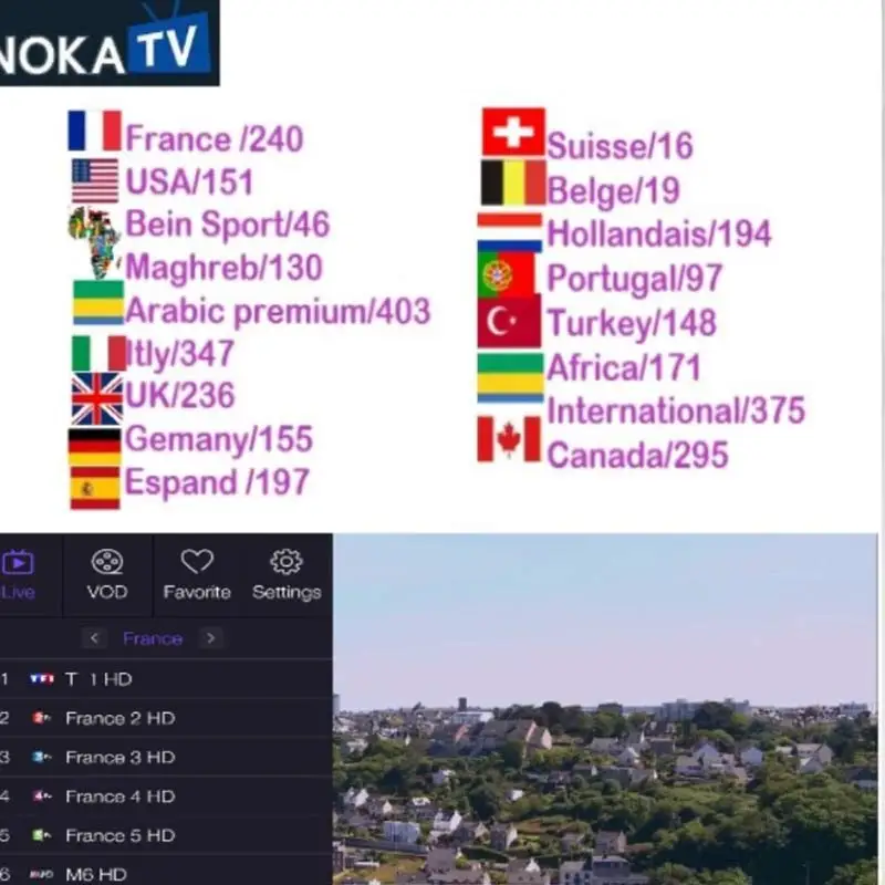 IP tv Box R2 с 1 года NOKA IP tv LIVE tv+ VOD Android устройства 12 месяцев Франция арабский Италия Испания Португалия IP tv Box